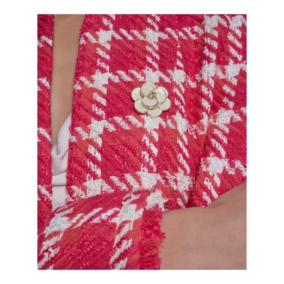 KARL LAGERFELD PARIS Women's Open-Front Tweed Jacket Pink Size 2 MSRP $189 - Picture 3 of 5